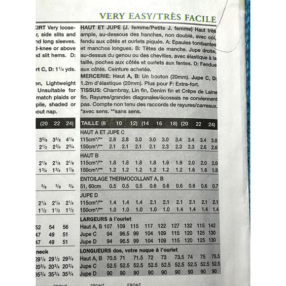 Vogue Pattern 7612 long top straight skirt size 14 16 18 - Picture 6 of 7